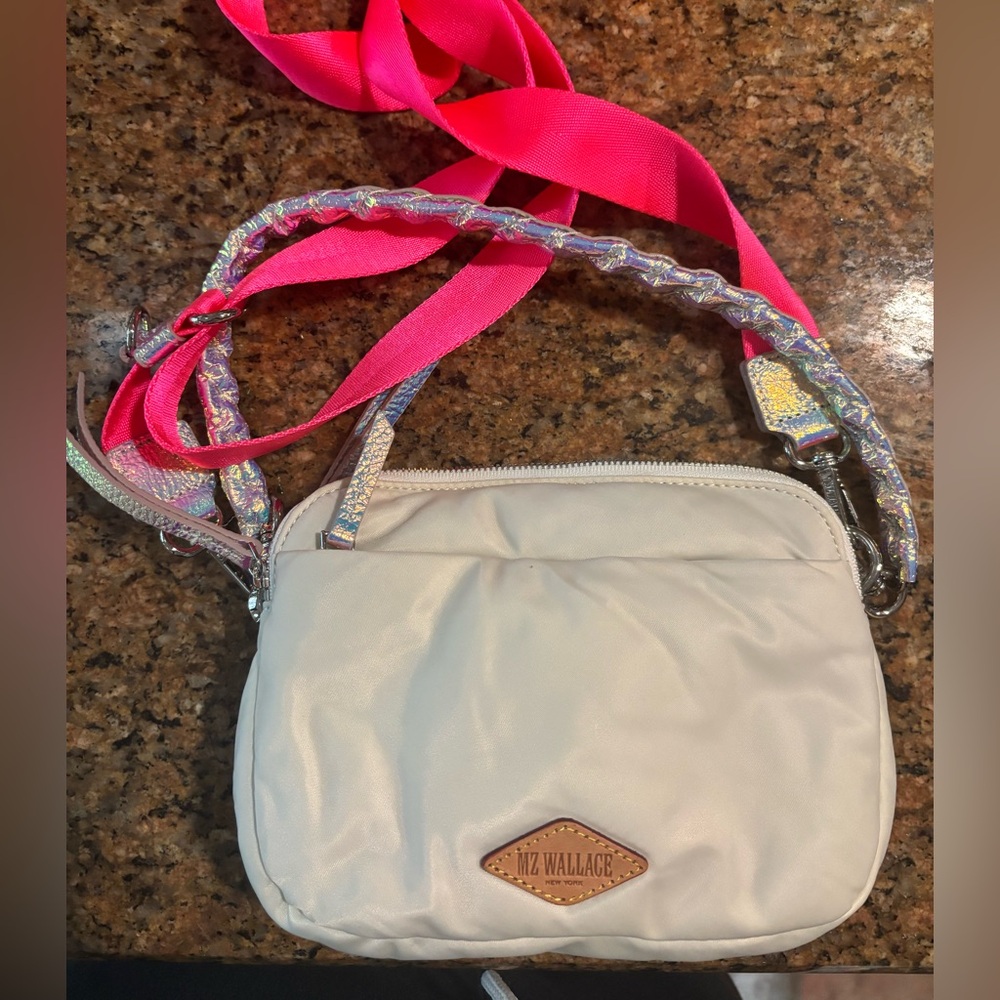 MZ Wallace White Crossbody Bag with Pink Strap - Picture 9 of 16